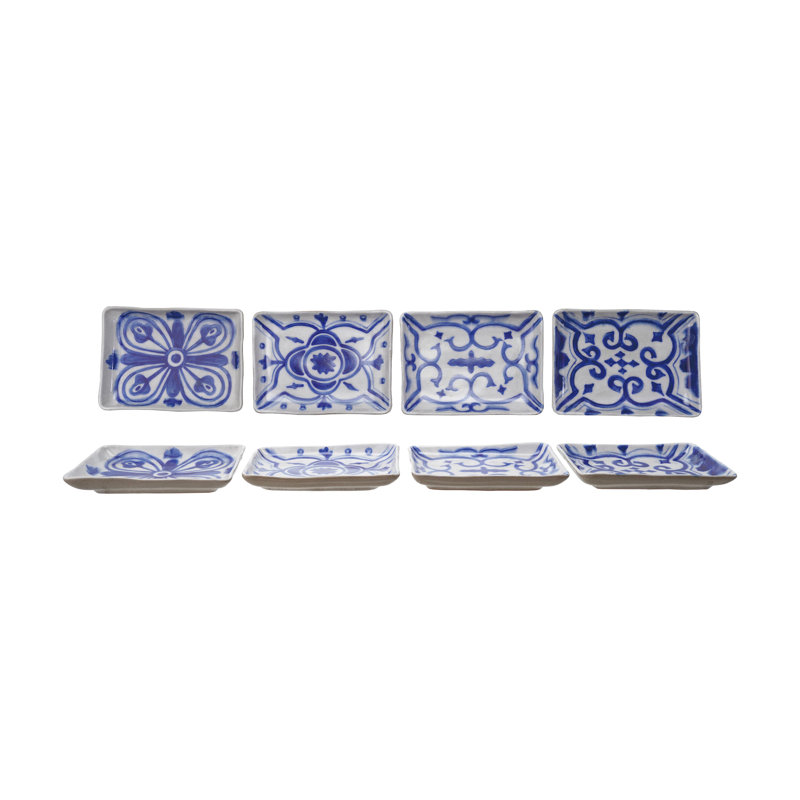 Assiette en grès S / 4 L 6 po avec glacis craquelé