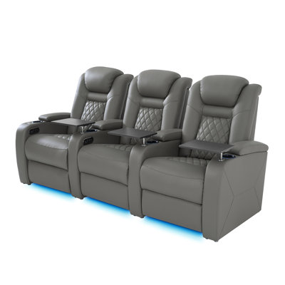 Zero Gravity Top Grain Leather Dual Power Home Theater Recliner Sofa with Memory & Power Headrest