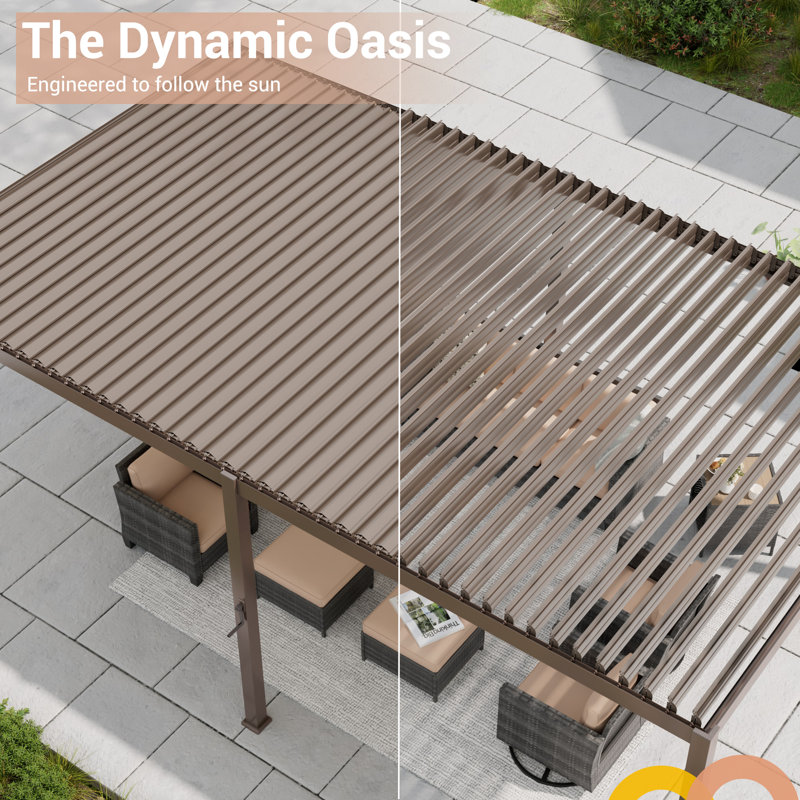 Metal Pergola with Louver, 12 ft x 20 ft