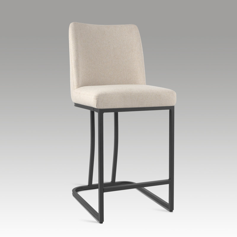 Upholstered Counter & Bar Stool With Backs, Beige