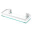 Wall Mounted Rectangle Glass Shelf with Aluminum Silver Rails, Extra Thick Tempered Glass Floating Shelf for Bathroom Storage-1609960477