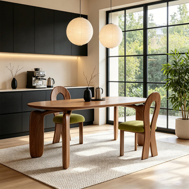Nut-brown Oval Solid Wood Dining table