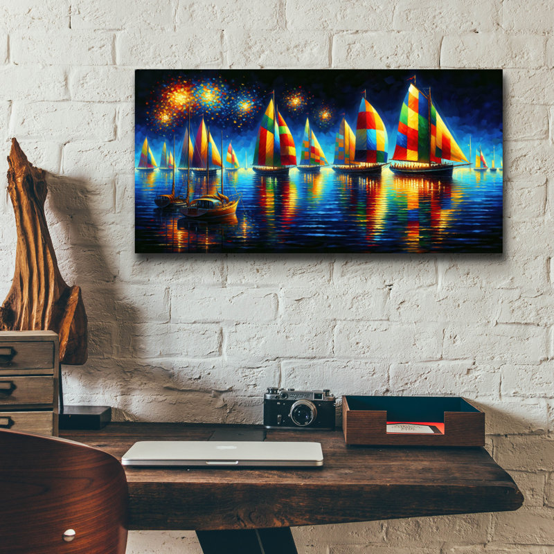  «Here For The Fireworks» par Rich Monet, art mural en verre acrylique, 24 po x 12 po, H 12 po x l 24 po