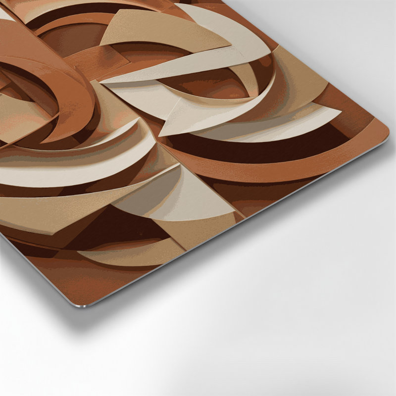 Abstrait formes 83, art mural en métal brun, 8" H x 8" W