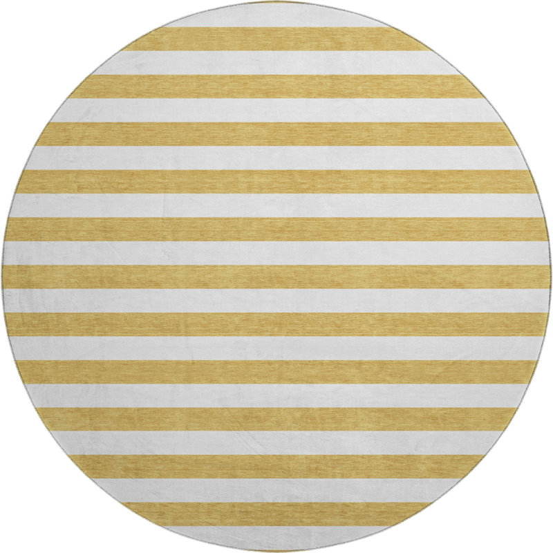 Tapis doré de qualité supérieure lavable à la machine Cerrito AMF528, Rond 8 pi