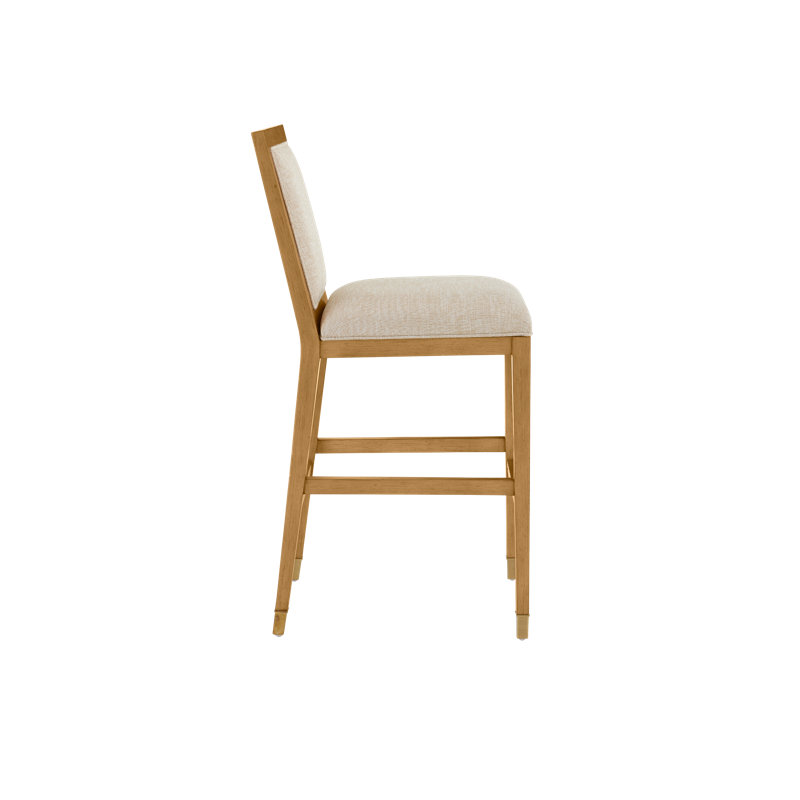 Santos Bar Stool, Barrett Dusk, Bar Stool (30" Seat Height), Beige/Sea Sand/Satin Brass