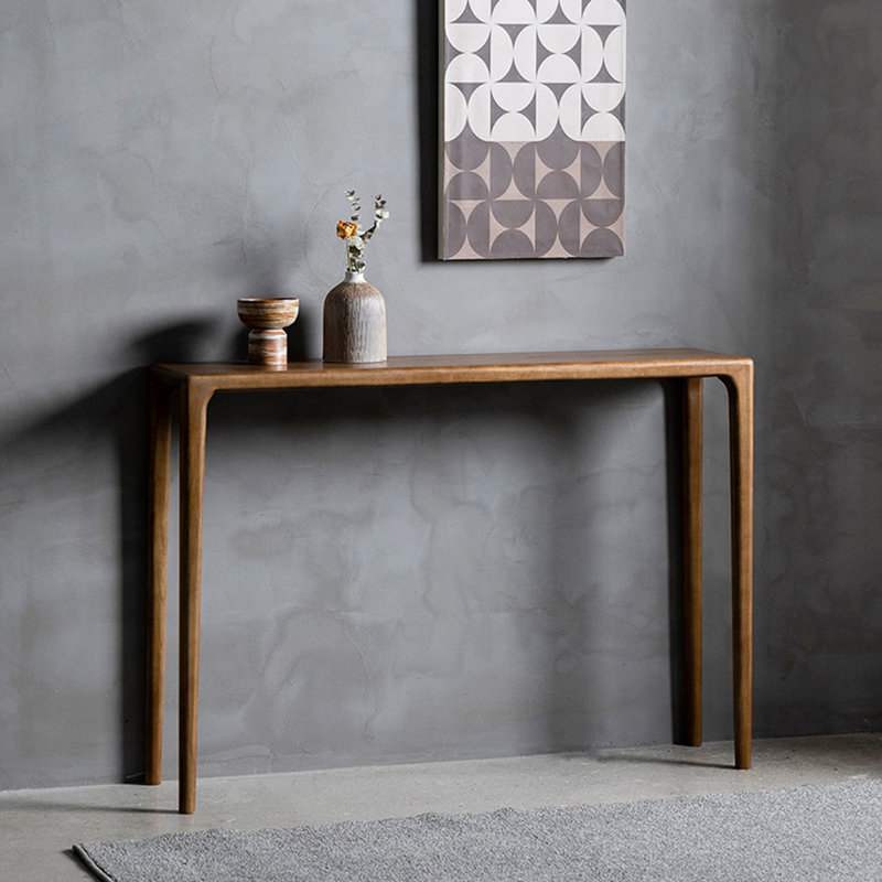 Modern-style solid wood console table., 34.6" H x 59" W x 11.8" D