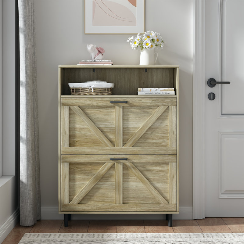 Armoire de rangement pour chaussures Farmhouse, Bois naturel