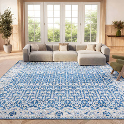 Asucena Oriental Navy/Light Grey Area Rug