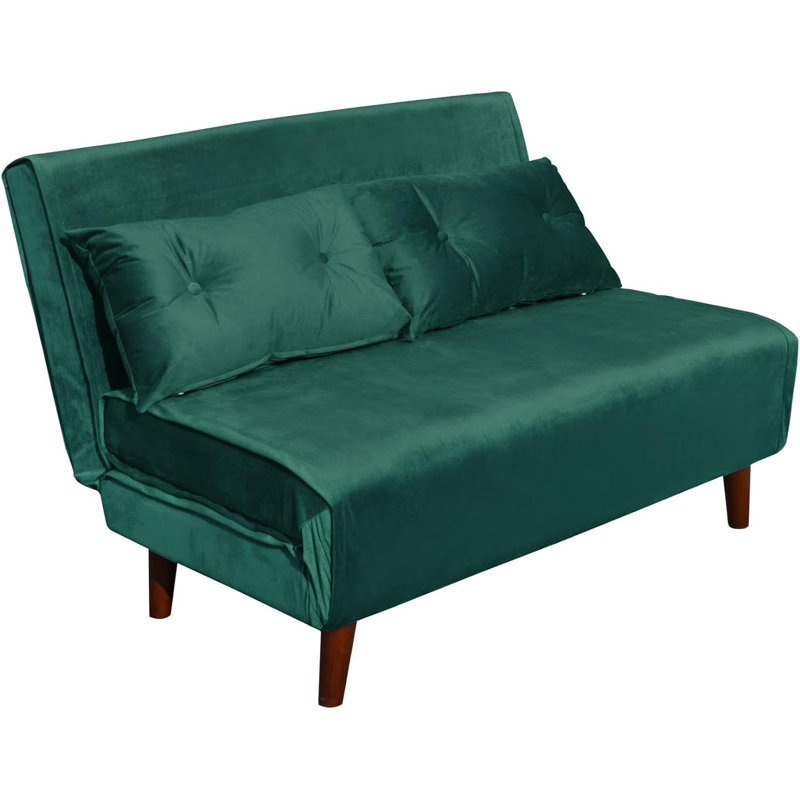 Cramerton 2 Seater Velvet Sofa Bed, Green