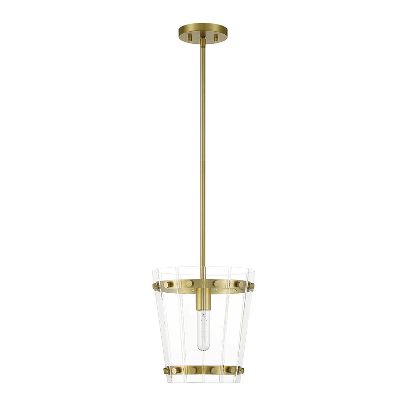 Luminaire suspendu cylindrique à 1 lumière Brylea, Brun