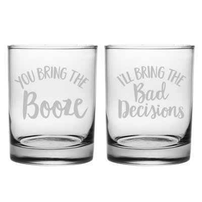 Ensemble de verre 14 oz 2 pièces boozes & bad decision rocks Herrald