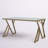 Sherry Glass Top Metal Base Dining Table-1185504256