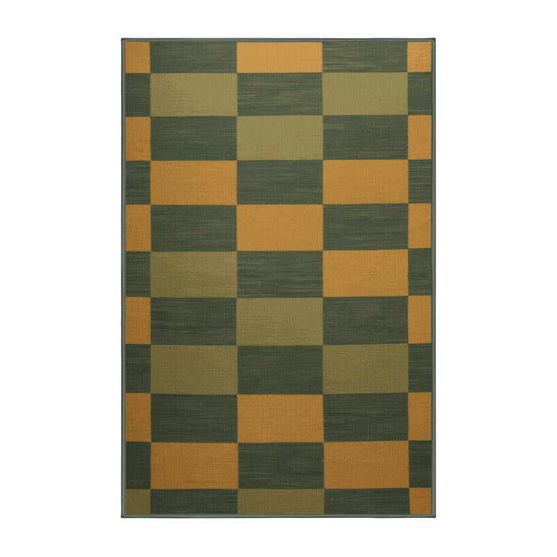 Tapis vert à carreaux lavable à la machine, Tapis de couloir 2 pi x 4 pi