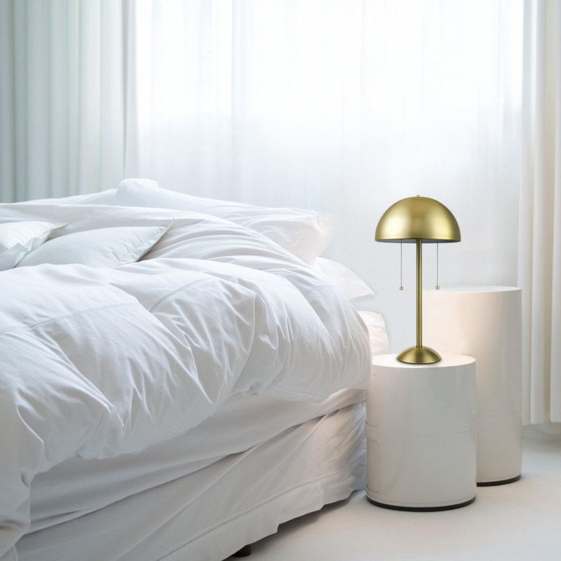 12976 Haydel 21 Inch 2 Light Table Lamp Matte Brass Double Pull Chain
