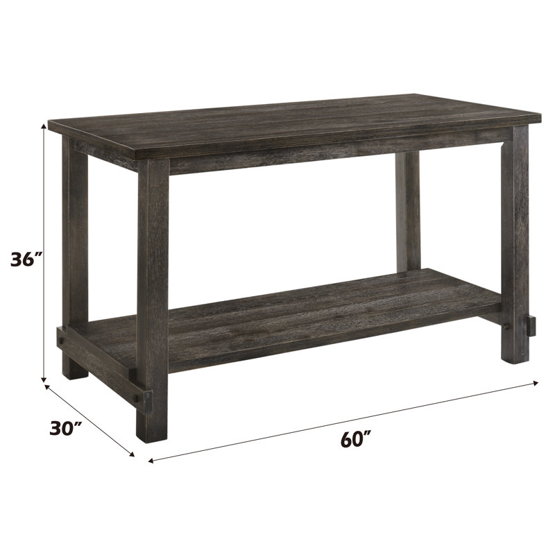 Table de salle à manger à hauteur de comptoir rustique avec rangement ouvert, conception rectangulaire en bois