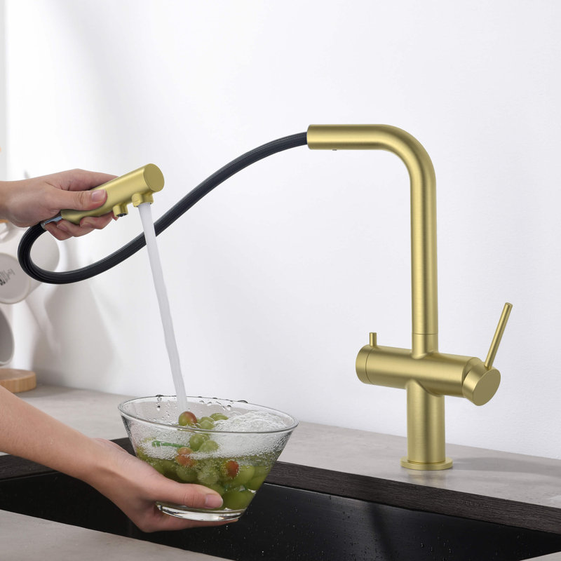 Robinet de cuisine à un trou KIBI, Or brossé