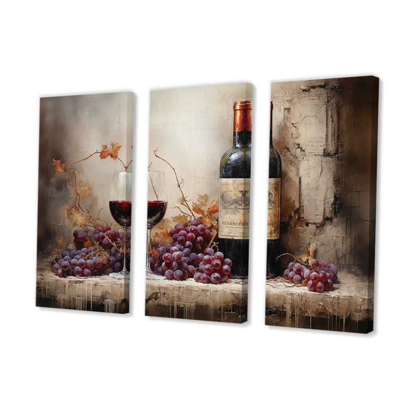 «Lush Luster I - Wine», ensemble d'art mural, H 32 po x l 48 po