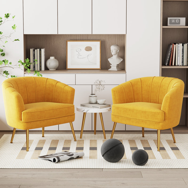 Fauteuil l 27 po Walsall, Velours jaune