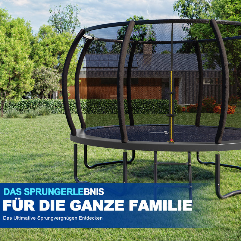 Maxway Furniture 366cm Oval Backyard Trampoline with Safety Enclosure, Black