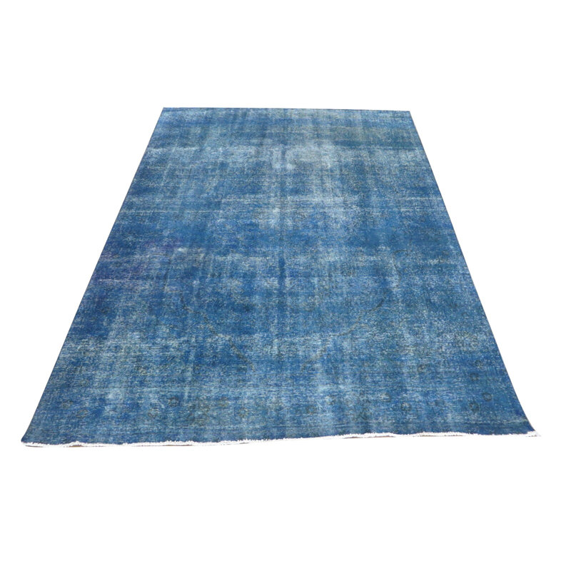 Tapis oriental bleu perse Tabriz noué à la main 9 pi 4 po x 12 pi 8 po