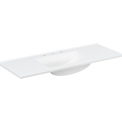 (Lavabo seulement) Comptoir de meuble-lavabo en composite 48 po avec lavabo intégré, comptoir blanc avec 3 trous de robinet, comptoir seulement