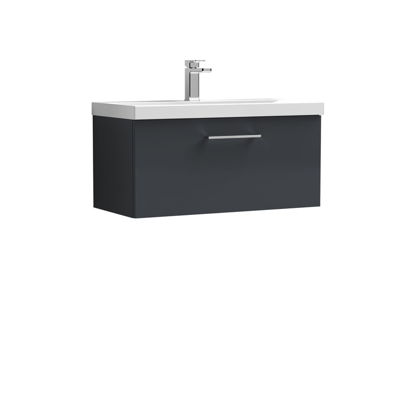 Arno 810mm Single Bathroom Vanity with Integrated Vitreous China Basin, Satin Anthracite