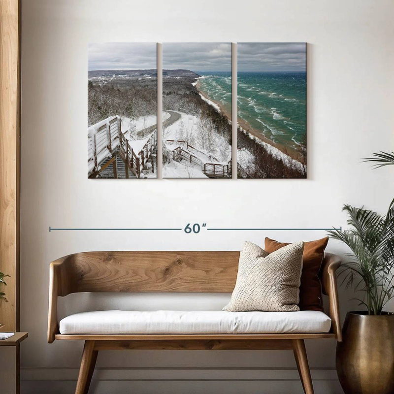 Scène d'hiver à Alvord Lake Michigan, H 28 po x l 45 po