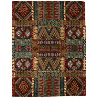 Lachezar Big Horn Southwestern Handmade Tufted Wool Red/Brown/Green Area Rug