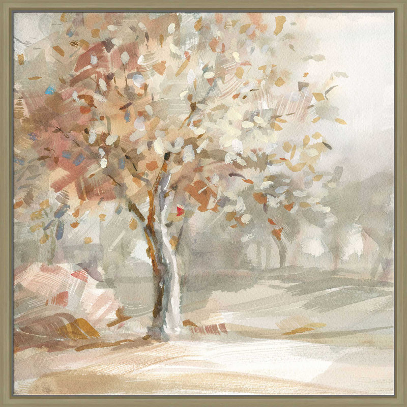 «Golden Day» par Danhui Nai - peinture, L 21,5 po x H 21,5 po, Encadrement brun