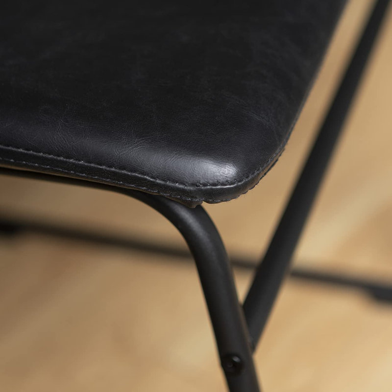 Set of 2 Black Faux Leather Upholstered Dining Chairs with Metal Legs