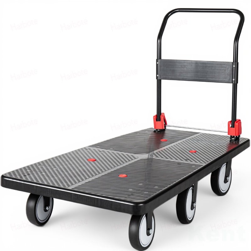 25.5"x51.5" Platform Truck, Foldable Handcart with 6'' TPR 360-Degree Silent Wheels, 1800lbs Heavy-Duty Push Dolly Cart, 4 Steel Load-Bearing Beams for Warehouse Garage Home Use