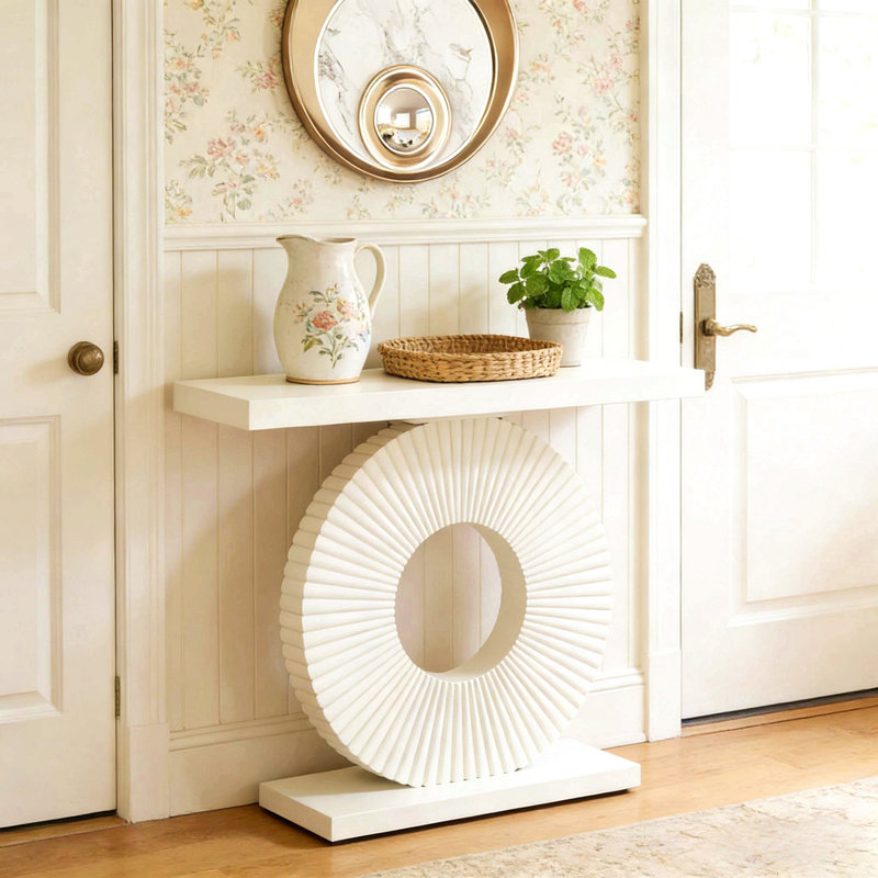 Table d'entrée élégante, table de couloir robuste, console polyvalente, Blanc