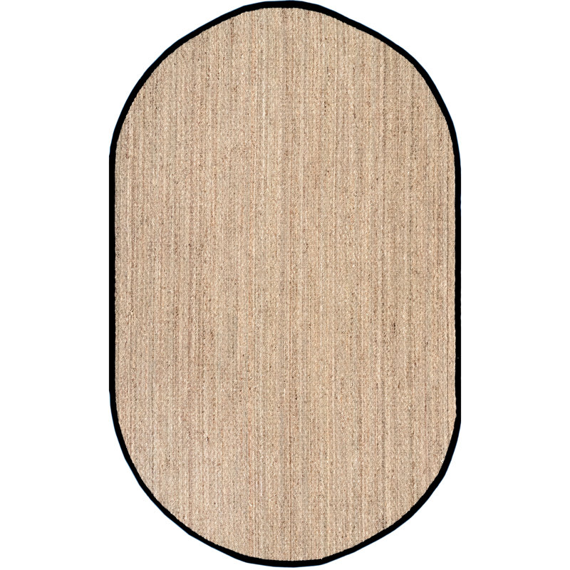 Tapis campagnard en ruppie maritime tissé à plat Nasim, Ovale 5 pi x 8 pi