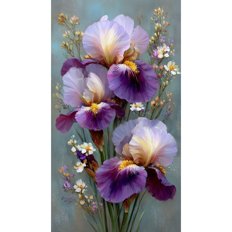 Lilas murmure - Iris, art mural sur toile florale, H 36 po x l 20 po