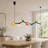 6-Light Multicolored Linear Glass Globe Pendant Fixture With Adjustable Wires