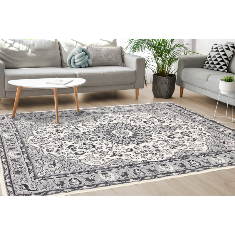 Clotene Oriental Grey Black White Area Rug