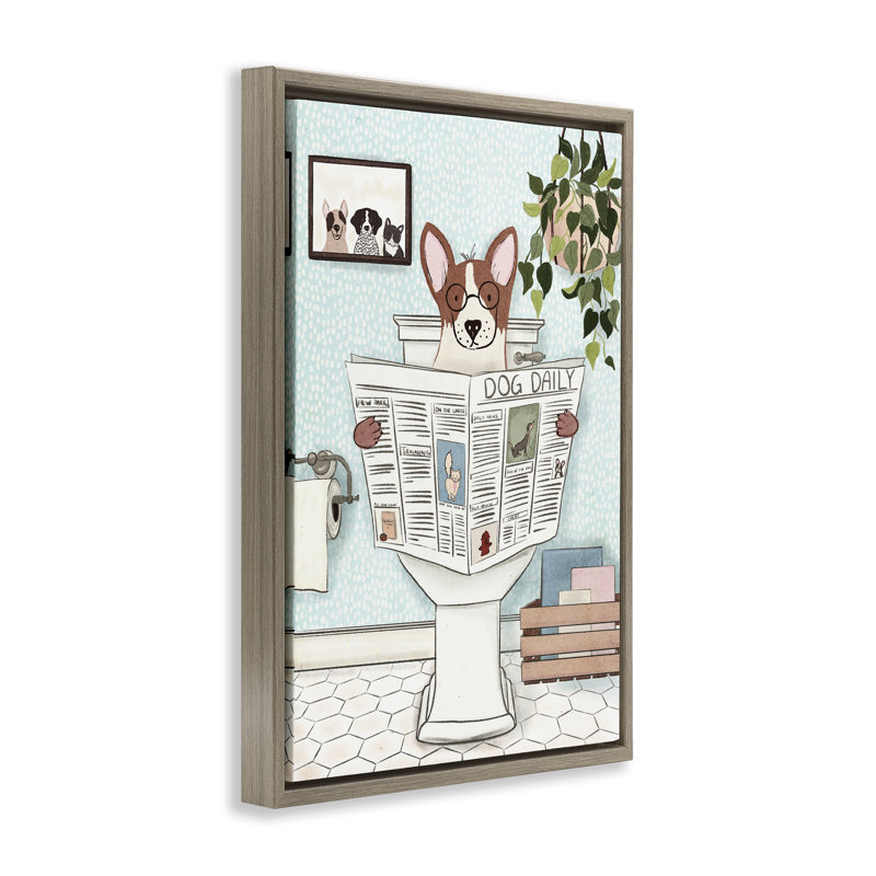 Toile flottante pour chien et journal par JJ Design House, LLC., Cadre flottant orme Montalcino, H 31 po x l 21 po