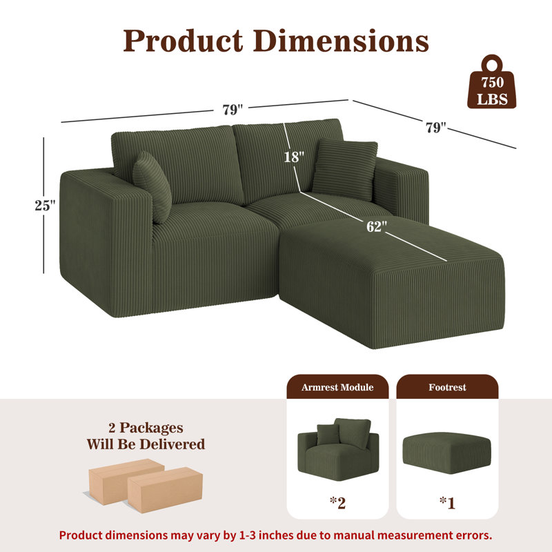 Canapé modulaire à compression 79 po