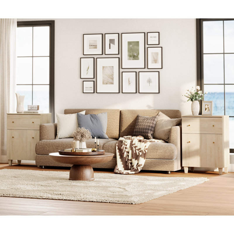 Amvi End Table Set with Storage, Light Oak