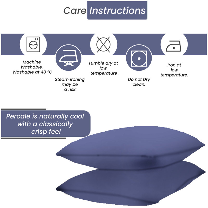 Cotton Blend Standard Pillow Case, Navy