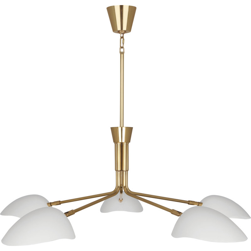 Racer 5 - Light Chandelier, Satin White, Modern Brass