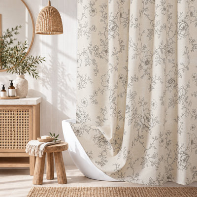Ensemble de rideau de douche Vintage Floral Linen, l 36 po x L 72 po, résistant à l'eau