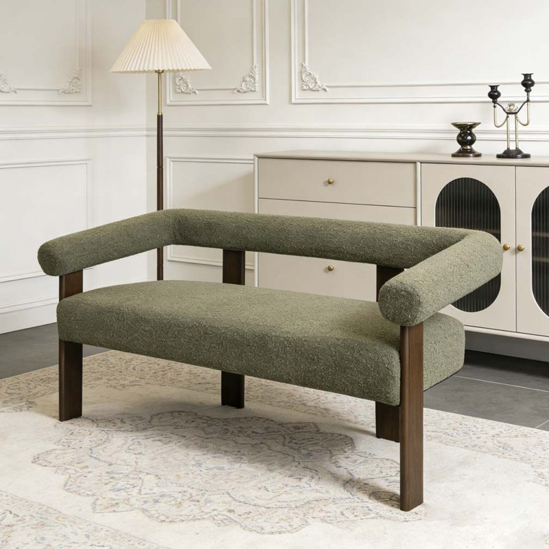 Causeuse ronde avec accoudoirs, Brun, vert