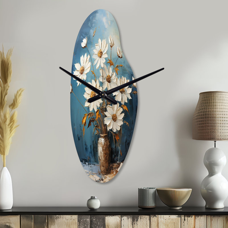 Wulin - Curved Shape Unique Daisies Wall Clock, Moyenne