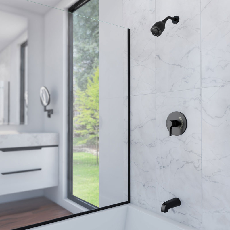 Coral Black Exposed Wall Mount Shower Faucet Set (Valve Included)