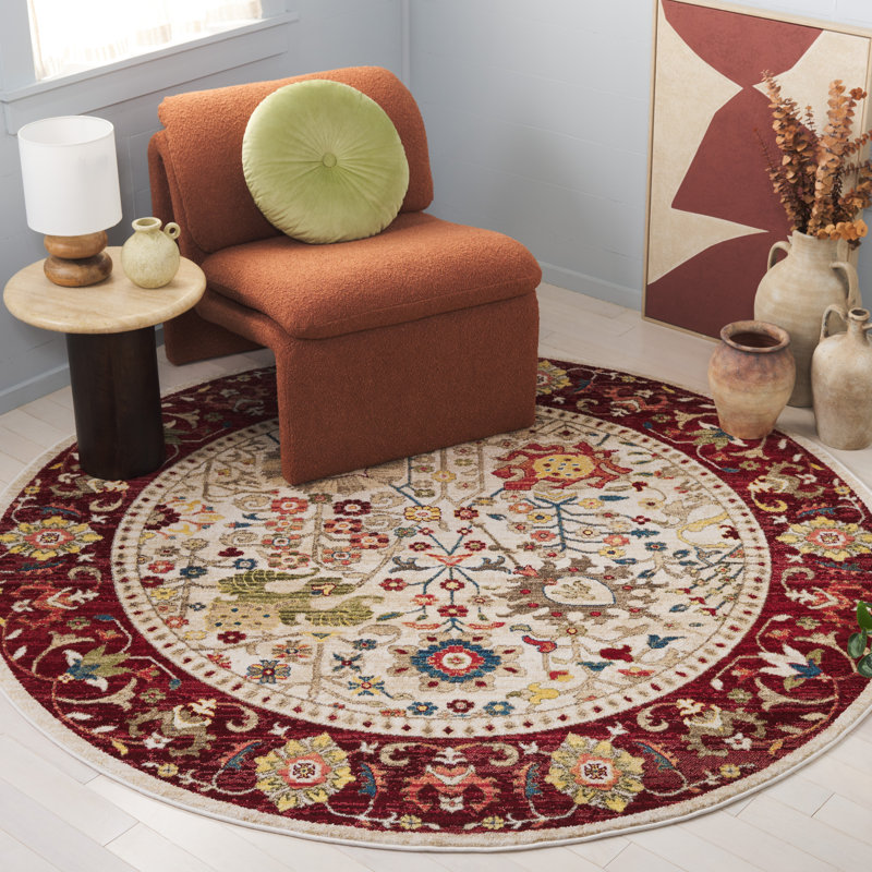 Tapis oriental performance Kurtz, Rond 3 pi 3 po, Ivory/Red