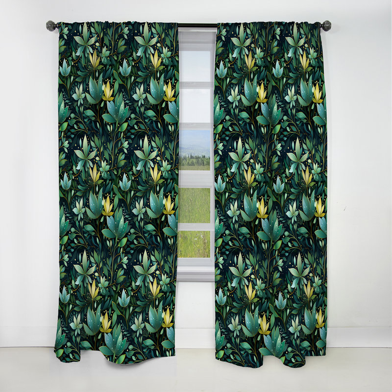 Natation Meditation Mediation - Rideau floral - Rideau occultant floral - 1 panneau, L 52 po x L 108 po