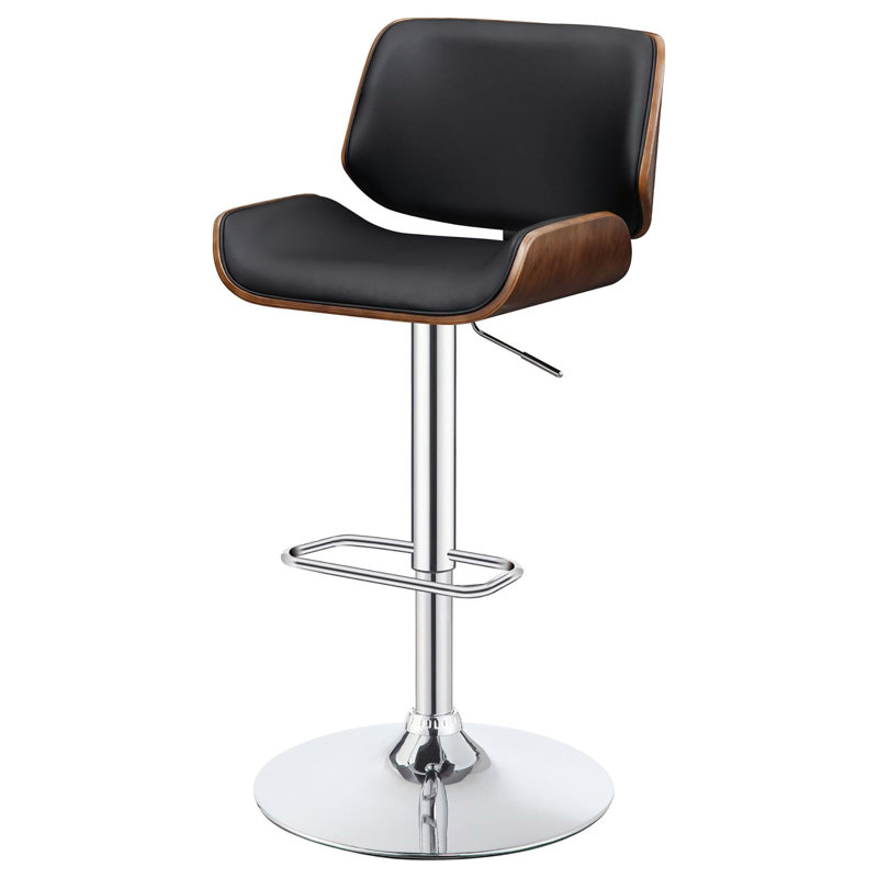 Tabouret de bar réglable écru et chrome, Noir, noir, noir, noir