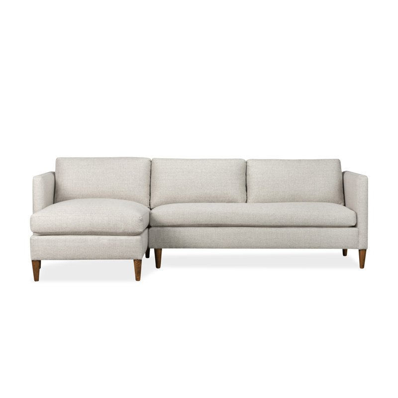 Canapé modulaire 2 pièces Clifford, Tissu natté turbo cendre, Accoudoir à gauche (vu de face)
